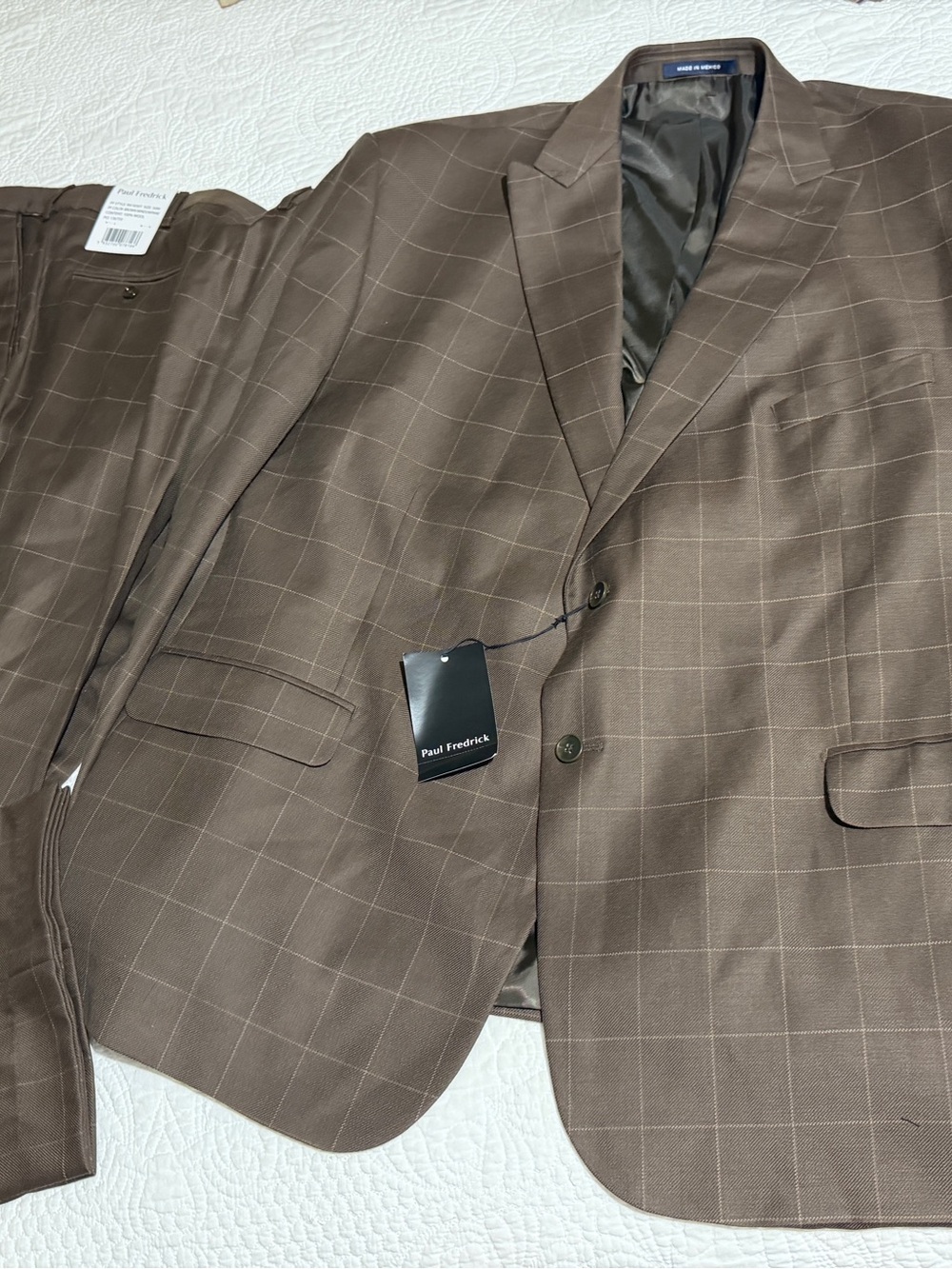 Paul Fredrick Brown Windowpane Suit - Brown
